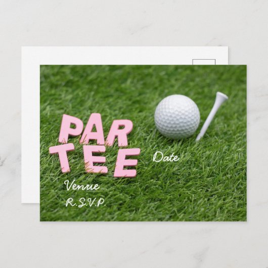 Golf Par-T-shirt is groen Uitnodiging Briefkaart (Voorkant / Achterkant)