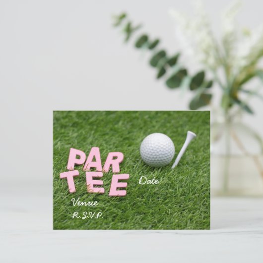 Golf Par-T-shirt is groen Uitnodiging Briefkaart (Staand voorkant)