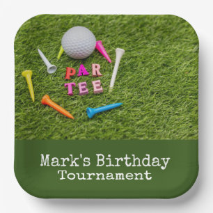Golf Par t-shirt met golfbal op groen Papieren Bordje
