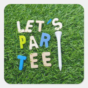 Golf Par-T-shirt met t-shirt op groene golfer-part Vierkante Sticker
