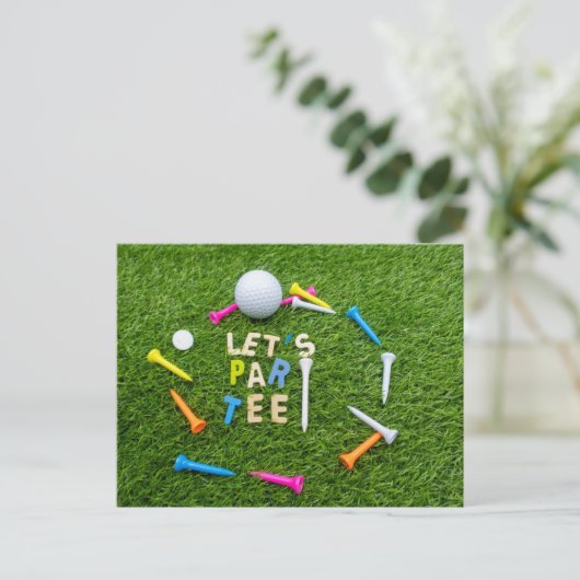 Golf Par t-shirt party met golfbal kleurrijke t -  Briefkaart (Staand voorkant)