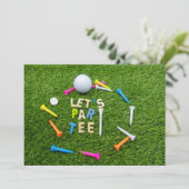 Golf Par t-shirt party met golfbal kleurrijke t - Kaart (Staand voorkant)