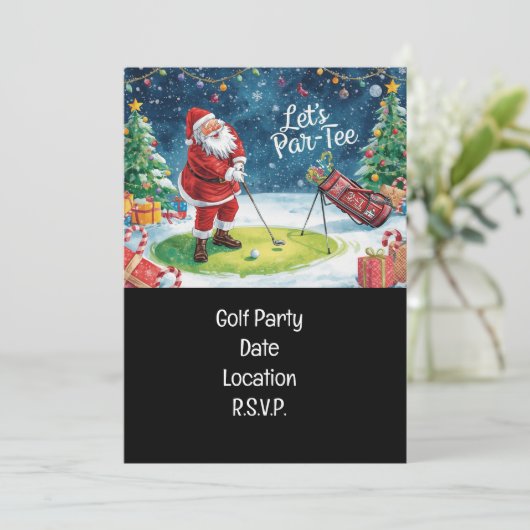 Golf Par t-shirt party Santa Claus Kerstmis Squad Kaart (Staand voorkant)