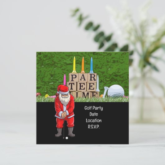 Golf Par t-shirt party Santa Claus Kerstmis Squad Save The Date (Staand voorkant)