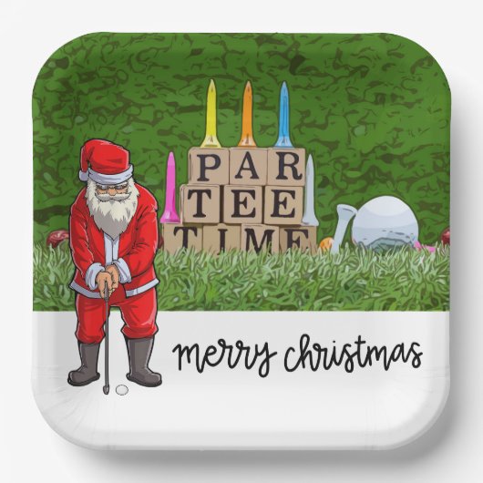 Golf Par t-shirt party Santa Claus Papieren Bordje (Voorkant)