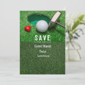 Golf Par t-shirt party-uitnodiging met golfbal Kaart (Staand voorkant)