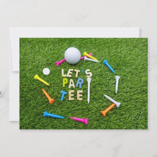 Golf Par t-shirt party-uitnodiging met golfbal Kaart (Voorkant)