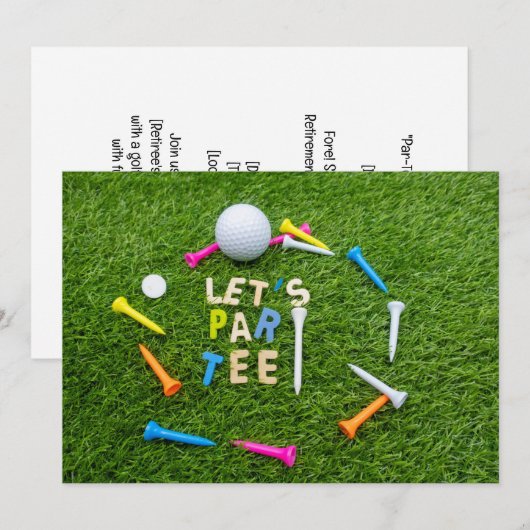 Golf Par t-shirt party-uitnodiging met golfbal Kaart (Voorkant / Achterkant)