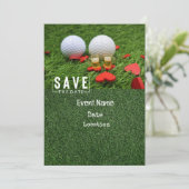 Golf Par t-shirt party-uitnodiging met golfbal Kaart (Staand voorkant)