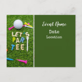 Golf Par t-shirt party-uitnodiging met golfbal Uitnodiging Briefkaart (Voorkant)