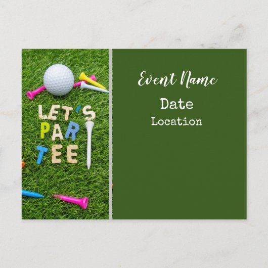 Golf Par t-shirt party-uitnodiging met golfbal Uitnodiging Briefkaart (Voorkant)