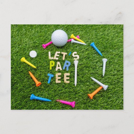 Golf Par t-shirt party-uitnodiging met golfbal Uitnodiging Briefkaart (Voorkant)