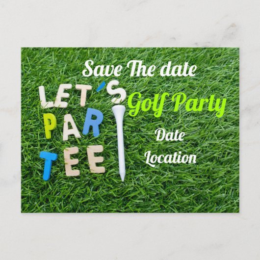 Golf Par t-shirt party-uitnodiging met golfbal Uitnodiging Briefkaart (Voorkant)