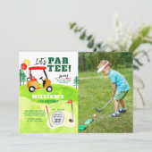 Golf Par-t-shirt schommel door Boy Kids Verjaardag Kaart (Staand voorkant)