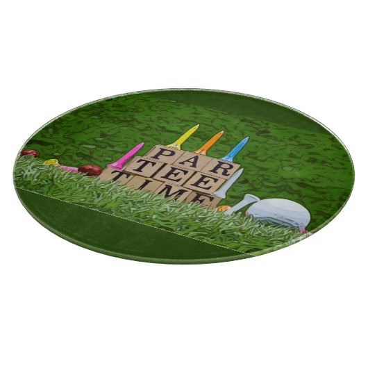 Golf Par-T-shirt tijd met blauw lint op groen Snijplank (Hoek)