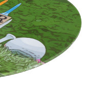 Golf Par-T-shirt tijd met blauw lint op groen  Snijplank (Hoek)