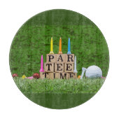 Golf Par-T-shirt tijd met blauw lint op groen Snijplank (Voorkant)