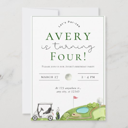 Golf Par t-shirt Verjaardagsfeestje Uitnodiging (Voorkant)