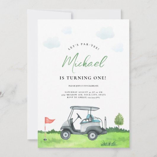 Golf Par-T-shirt Verjaardagsuitnodiging Kaart (Voorkant)