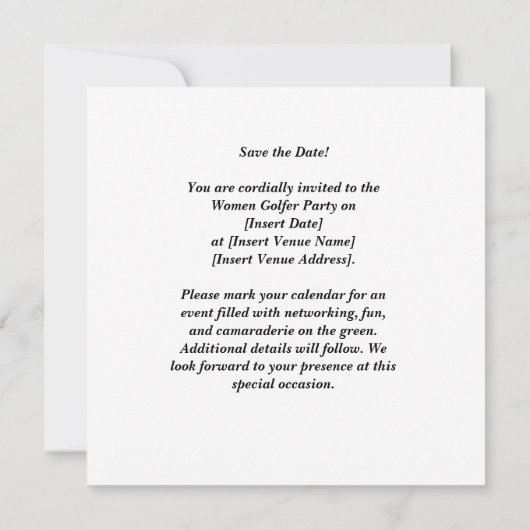 Golf Par t-shirt Vrouw golfer partij save the date (Achterkant)