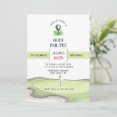 Golf PAR- TEE Birthday party Kaart (Staand voorkant)