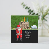 Golf Par tee feest Santa Claus Kerst Squad Save The Date (Staand voorkant)