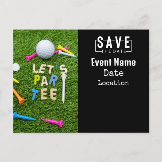 Golf Par tee feest uitnodiging met golfbal Briefkaart (Voorkant)