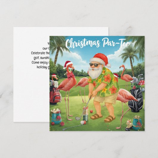 Golf Par tee-feestje Kerstman Kerstflamingo  Save The Date (Voorkant / Achterkant)