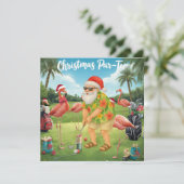 Golf Par tee-feestje Kerstman Kerstflamingo  Save The Date (Staand voorkant)