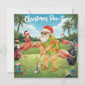 Golf Par tee-feestje Kerstman Kerstflamingo  Save The Date (Voorkant)