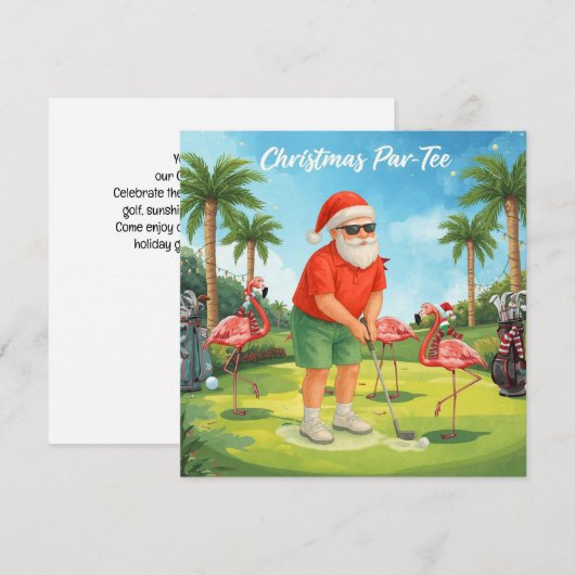 Golf Par tee-feestje Sinterklaas Kerst Flamingo Save The Date (Voorkant / Achterkant)