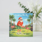 Golf Par tee-feestje Sinterklaas Kerst Flamingo Save The Date (Staand voorkant)