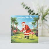 Golf Par tee-feestje Sinterklaas Kerstmis Flamingo Save The Date (Staand voorkant)