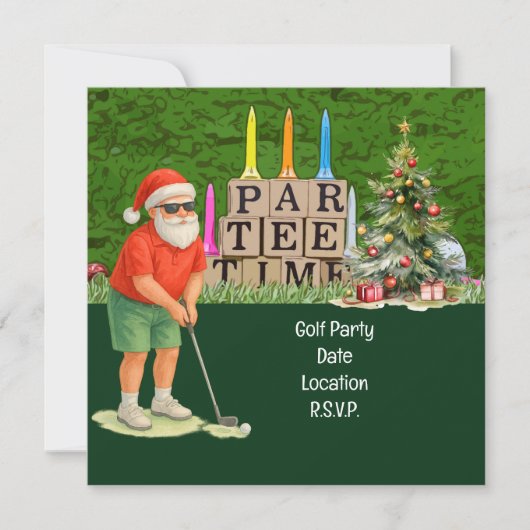 Golf Par tee-feestje Sinterklaas Kerstmis Par tee Save The Date (Voorkant)