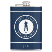 Golf Par-Tee Funny Golfer Monogram Black For Him Heupfles (Voorkant)