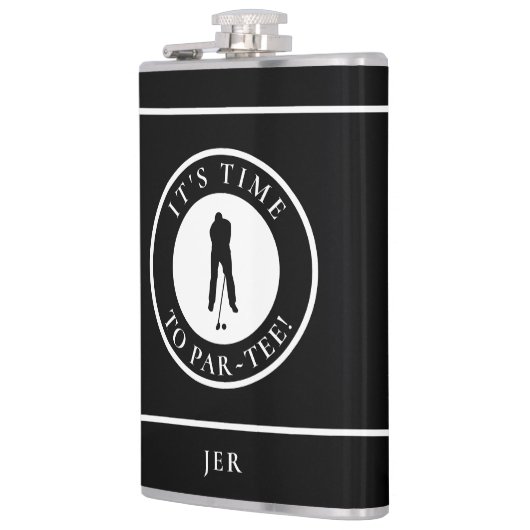 Golf Par-Tee Funny Golfer Monogram Black For Him Heupfles (Links)