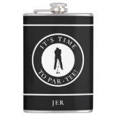 Golf Par-Tee Funny Golfer Monogram Black For Him Heupfles (Voorkant)