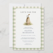 Golf Par-Tee Gingham Saliegroen Babyborrel Kaart (Voorkant)
