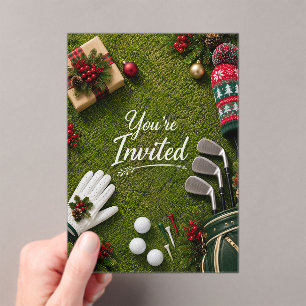 Golf Par tee Golfer Kerstfeest Acryl Uitnodigingen