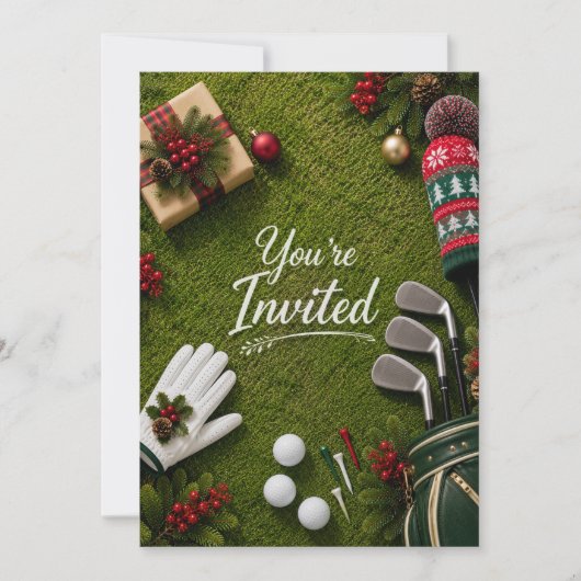 Golf Par tee Golfer Kerstfeest Kaart (Voorkant)