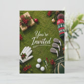 Golf Par tee Golfer Kerstfeest Kaart (Staand voorkant)