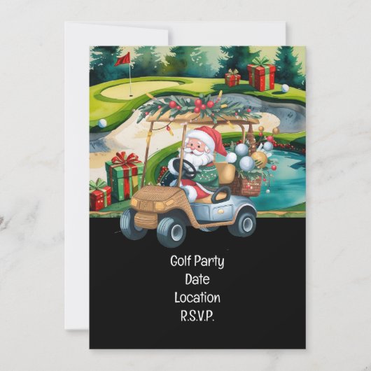 Golf Par tee Golfer Kerstfeest met Kerstman Kaart (Voorkant)