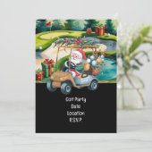 Golf Par tee Golfer Kerstfeest met Kerstman Kaart (Staand voorkant)