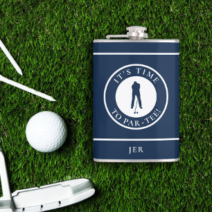Golf Par-Tee Grappige Golfer Monogram Zwart Voor H Heupfles