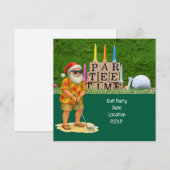 Golf Par tee party Kerstman Kerstploeg Save The Date (Voorkant / Achterkant)