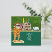 Golf Par tee party Kerstman Kerstploeg Save The Date (Staand voorkant)