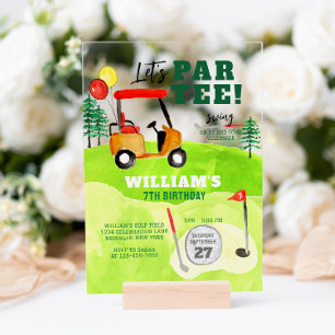 Golf Par-tee Swing By Jongens Verjaardag Acryl Uitnodigingen