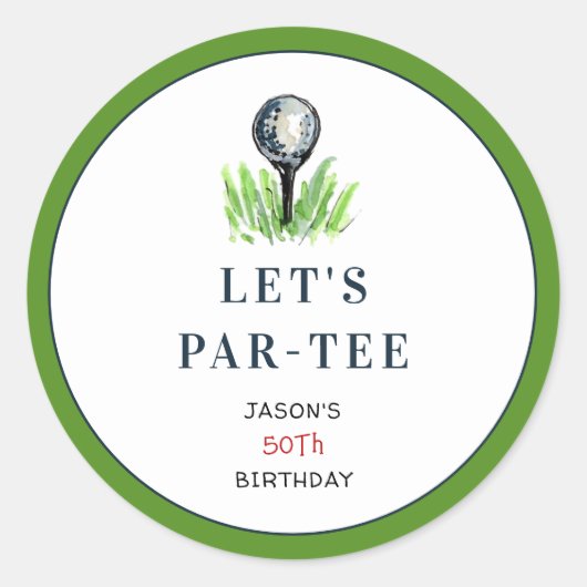 Golf PAR-TEE verjaardagsfeest stickers (Voorkant)