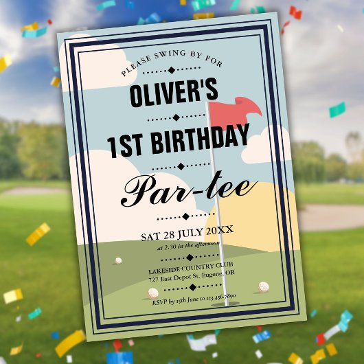 Golf Partee Birthday Party Kaart