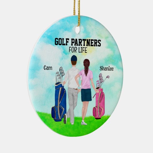Golf Partners voor het leven aangepaste naam Keramisch Ornament (Rechts)